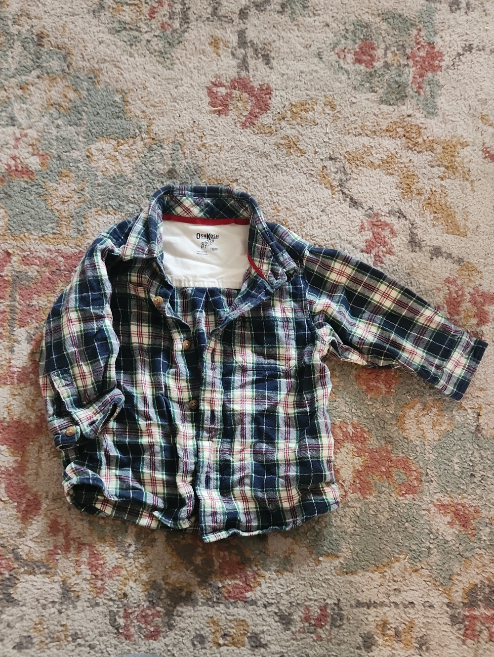 OshKosh B'gosh Blue & Green Plaid Button-Down Shirt for Kids